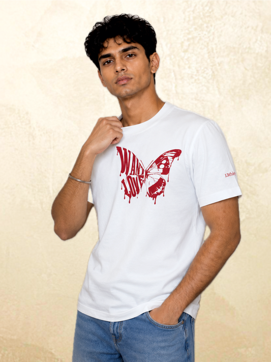 Want Love Butterfly Graphic Tee — White