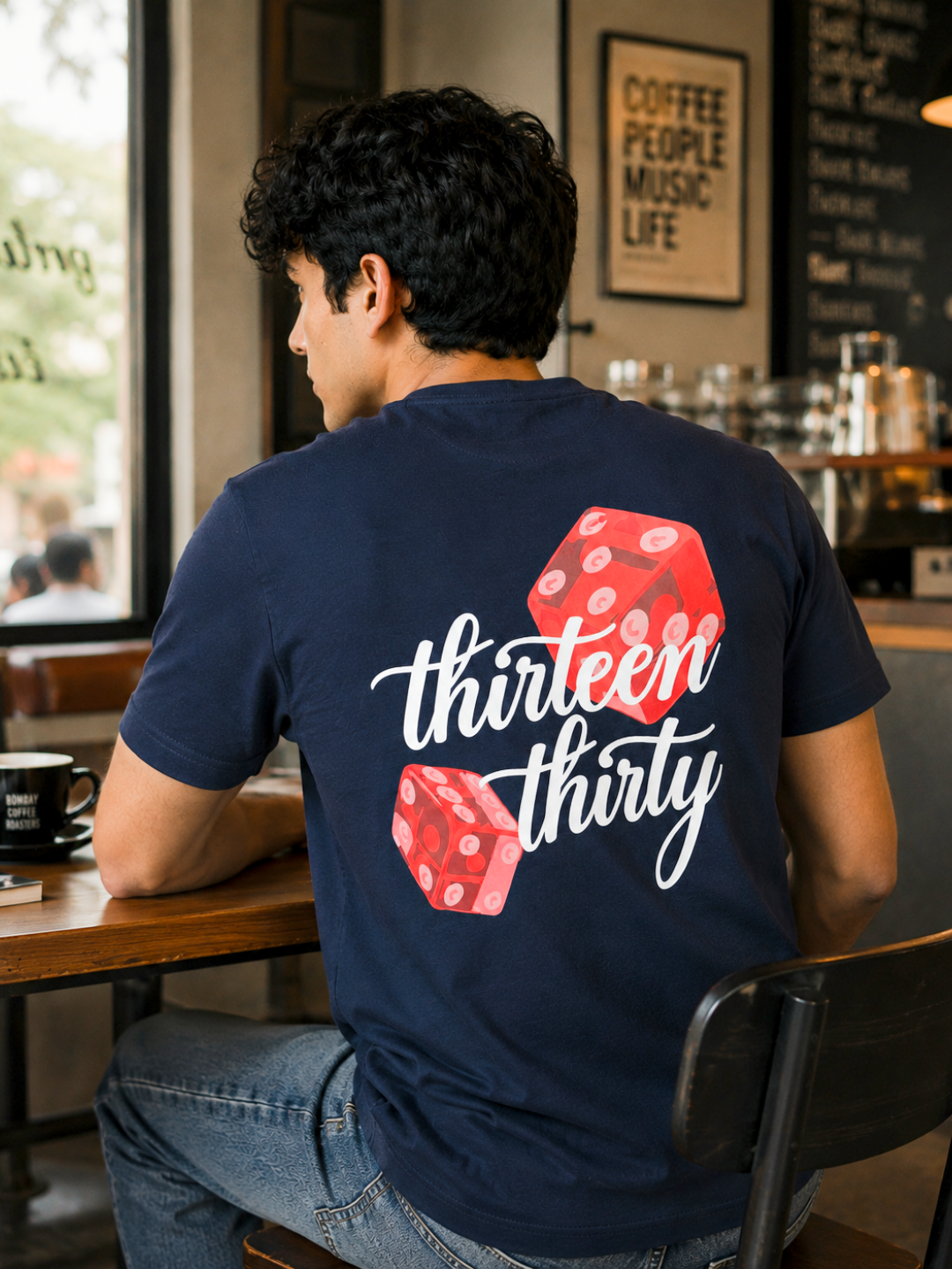 Navy dice graphic t-shirt Roll Different by 13THIRTY Studios, 100% cotton, view 8
