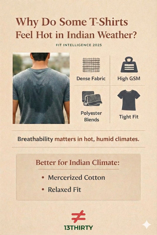 Why t-shirts feel hot in Indian weather – breathable cotton guide | 13thirtystudios