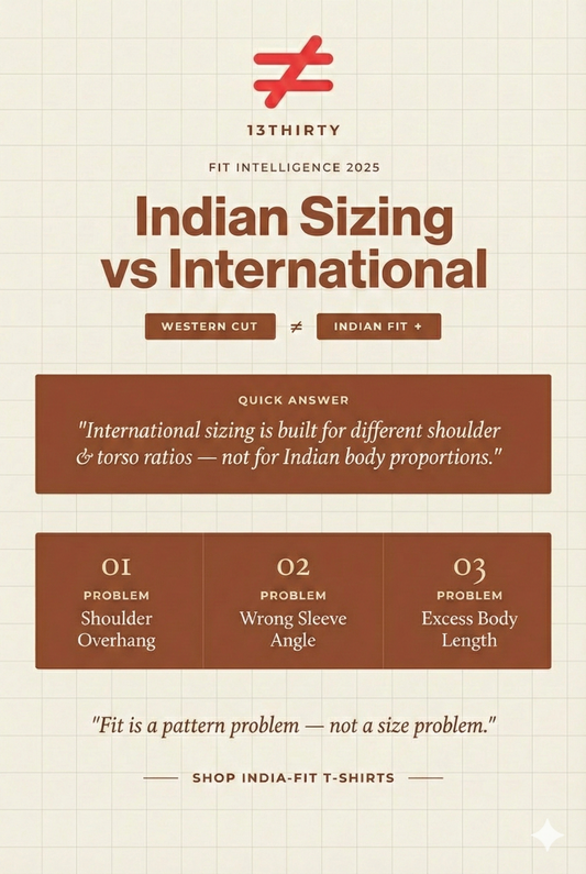 Indian sizing vs international sizing comparison – 13thirtystudios fit guide