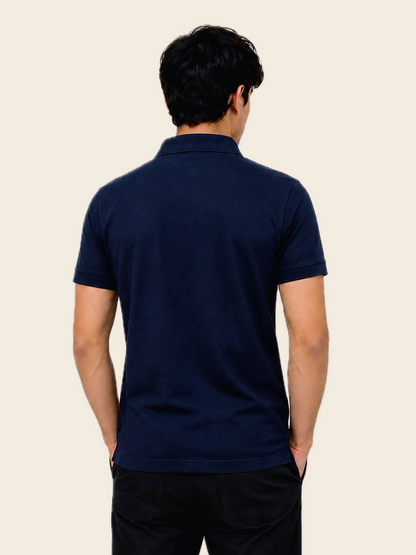 Navy Pique Polo | 100% Mercerised Cotton | 180 -190 GSM