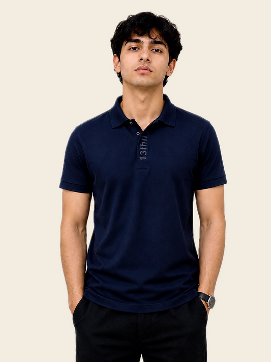 Navy Pique Polo | 100% Mercerised Cotton | 180 -190 GSM