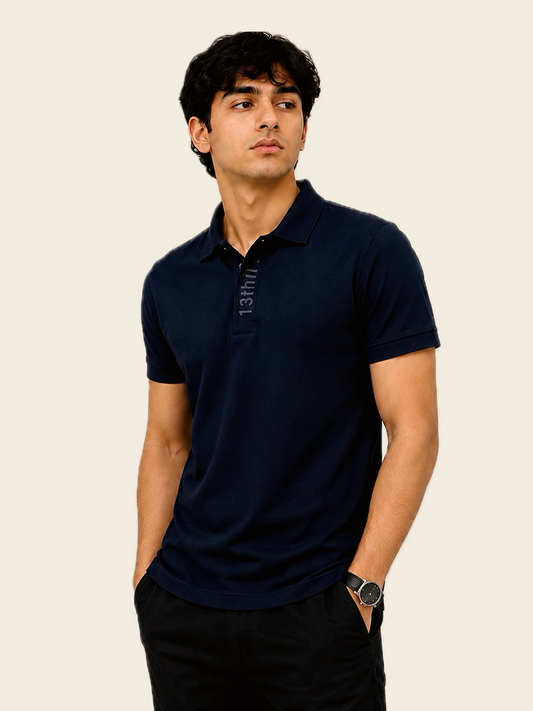 Navy Pique Polo | 100% Mercerised Cotton | 180 -190 GSM