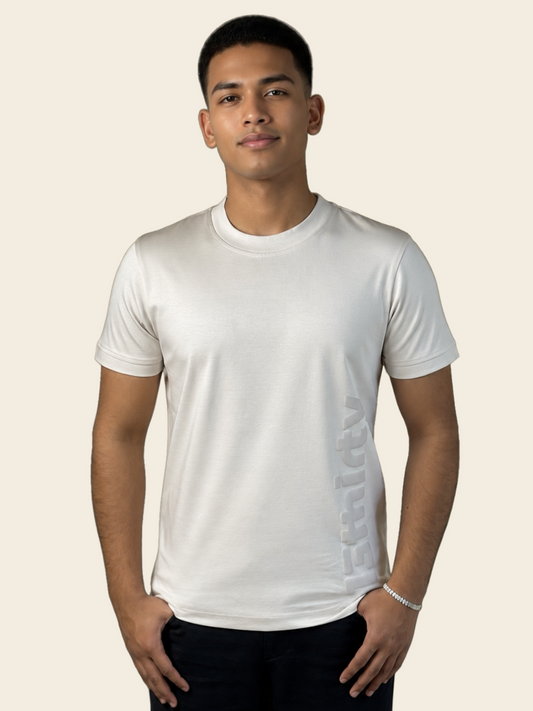 Beige Signal Tee | 100% Mercerised Cotton | 180-200 GSM