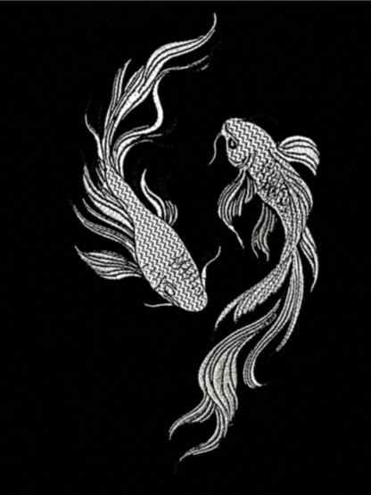 Calm > Chaos Koi Embroidered Tee-Black