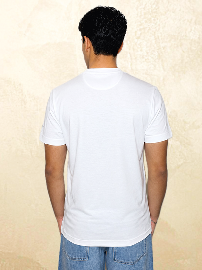 Calm > Chaos Koi Embroidered Tee-White
