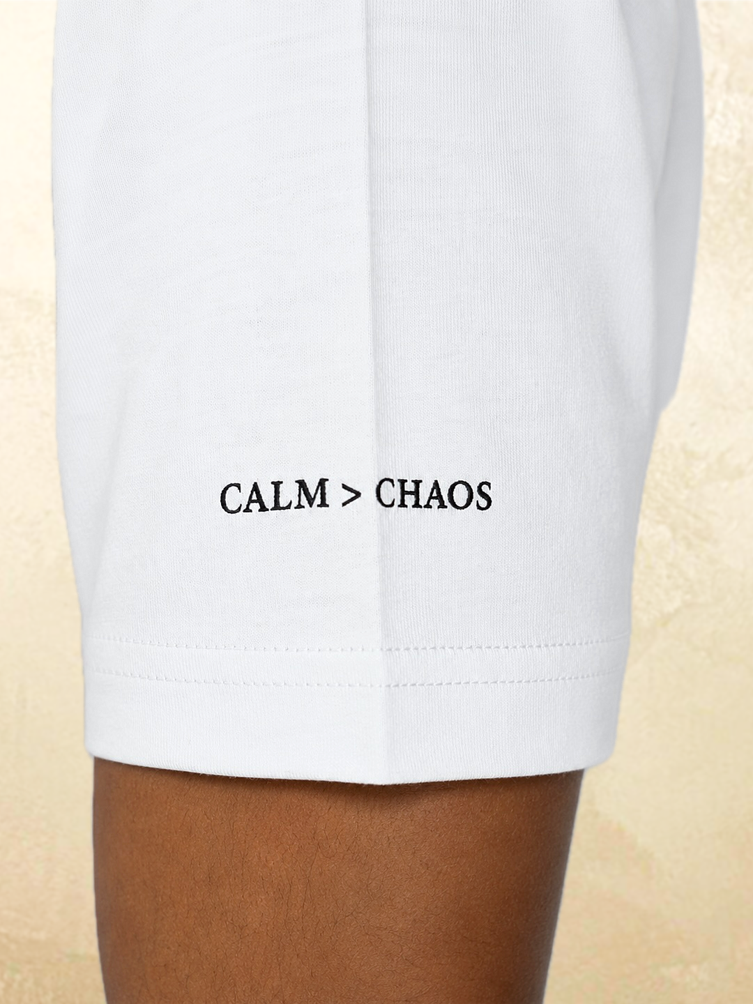Calm > Chaos Koi Embroidered Tee-White