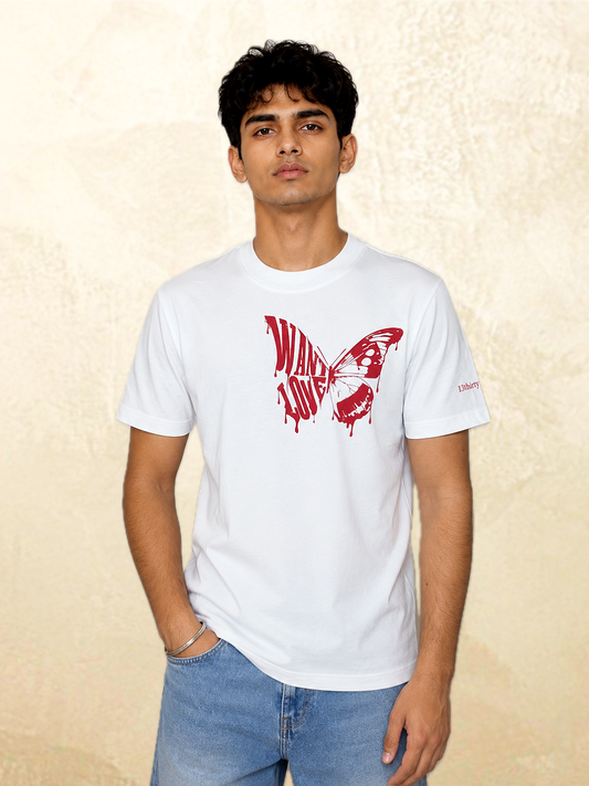 Want Love Butterfly Graphic Tee — White