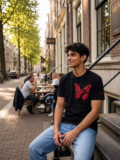 Want Love Butterfly Graphic Tee — Black
