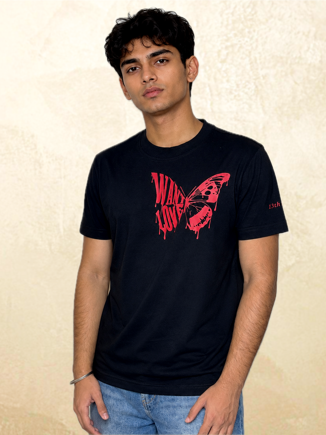 Want Love Butterfly Graphic Tee — Black