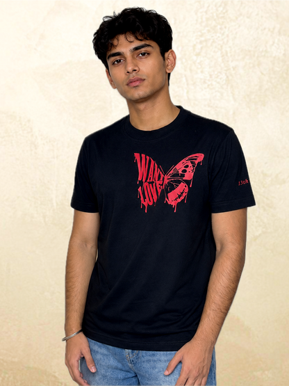 Want Love Butterfly Graphic Tee — Black