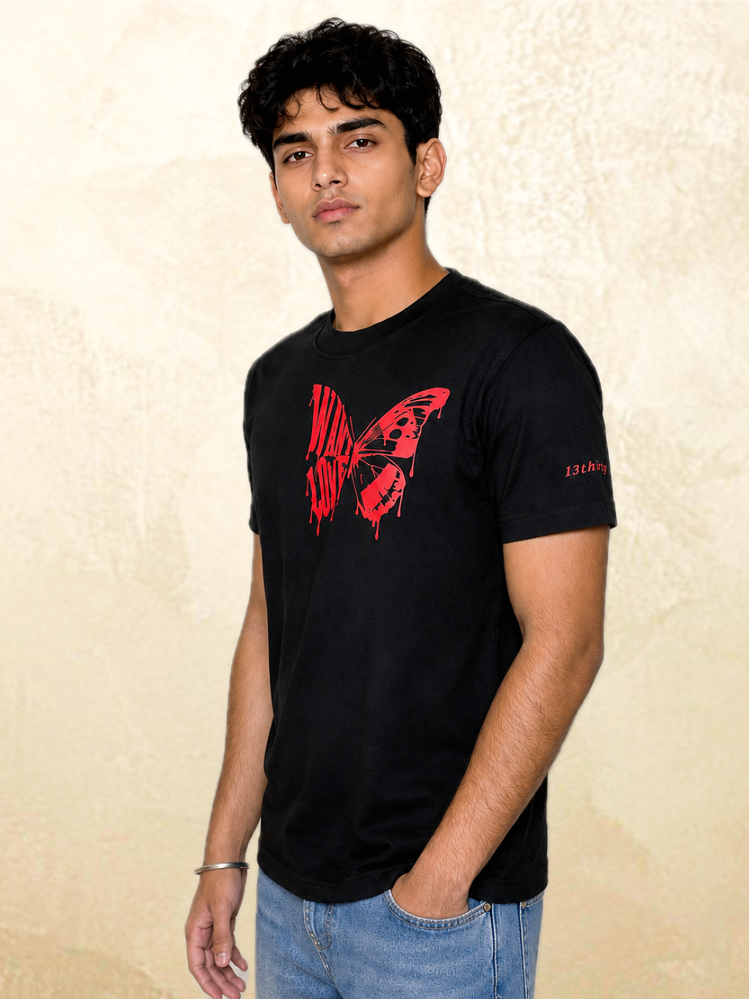 Want Love Butterfly Graphic Tee — Black