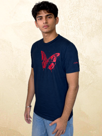 Want Love Butterfly Graphic Tee — Navy