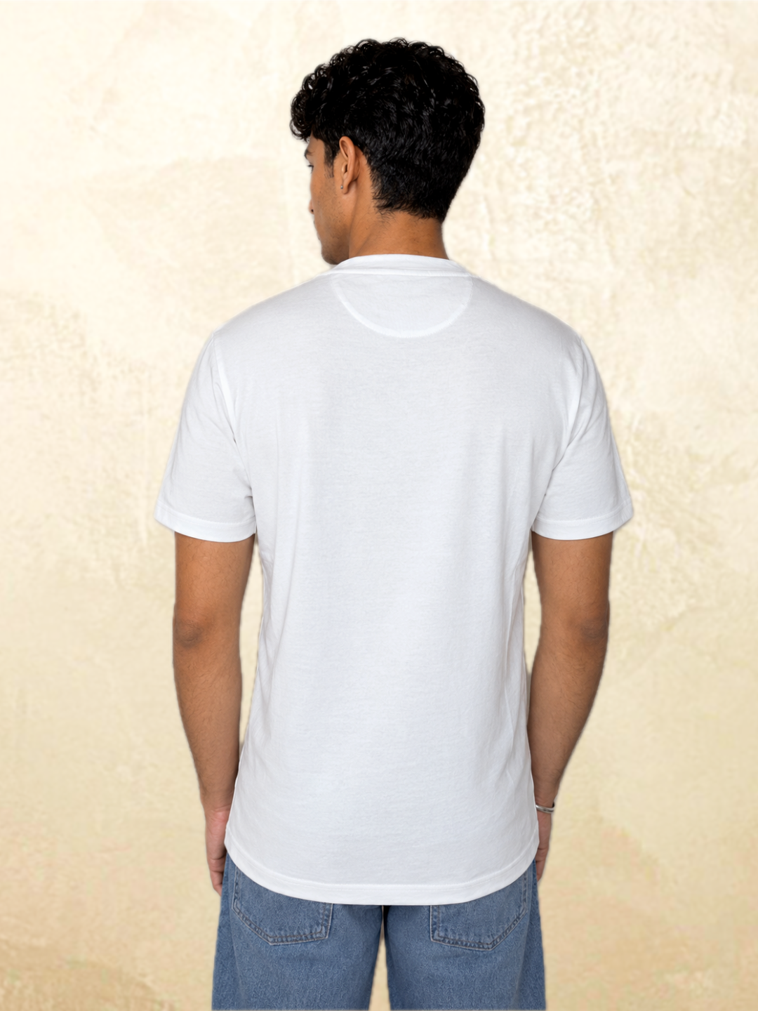 White Want Love butterfly graphic t-shirt back view – 13thirtystudios Indian fit