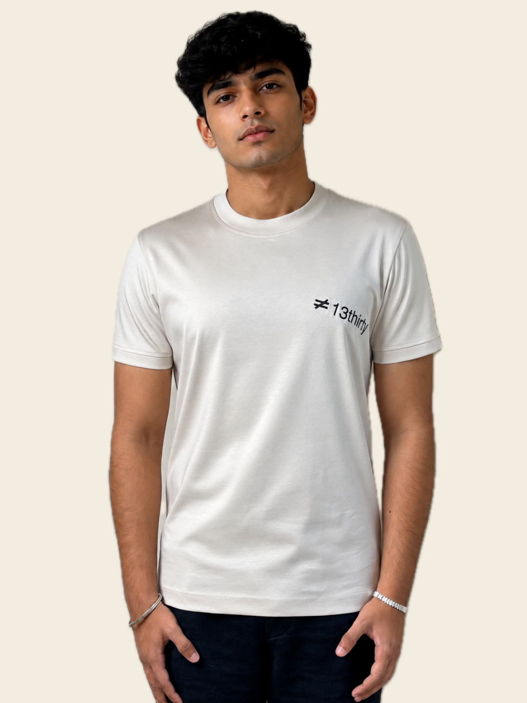 Beige Mark Tee | 100% Mercerised Cotton | 180-200 GSM