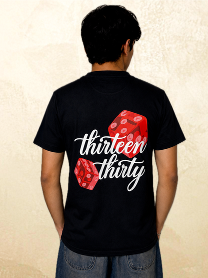 Black dice graphic t-shirt Roll Different by 13THIRTY Studios, 100% cotton, view 3