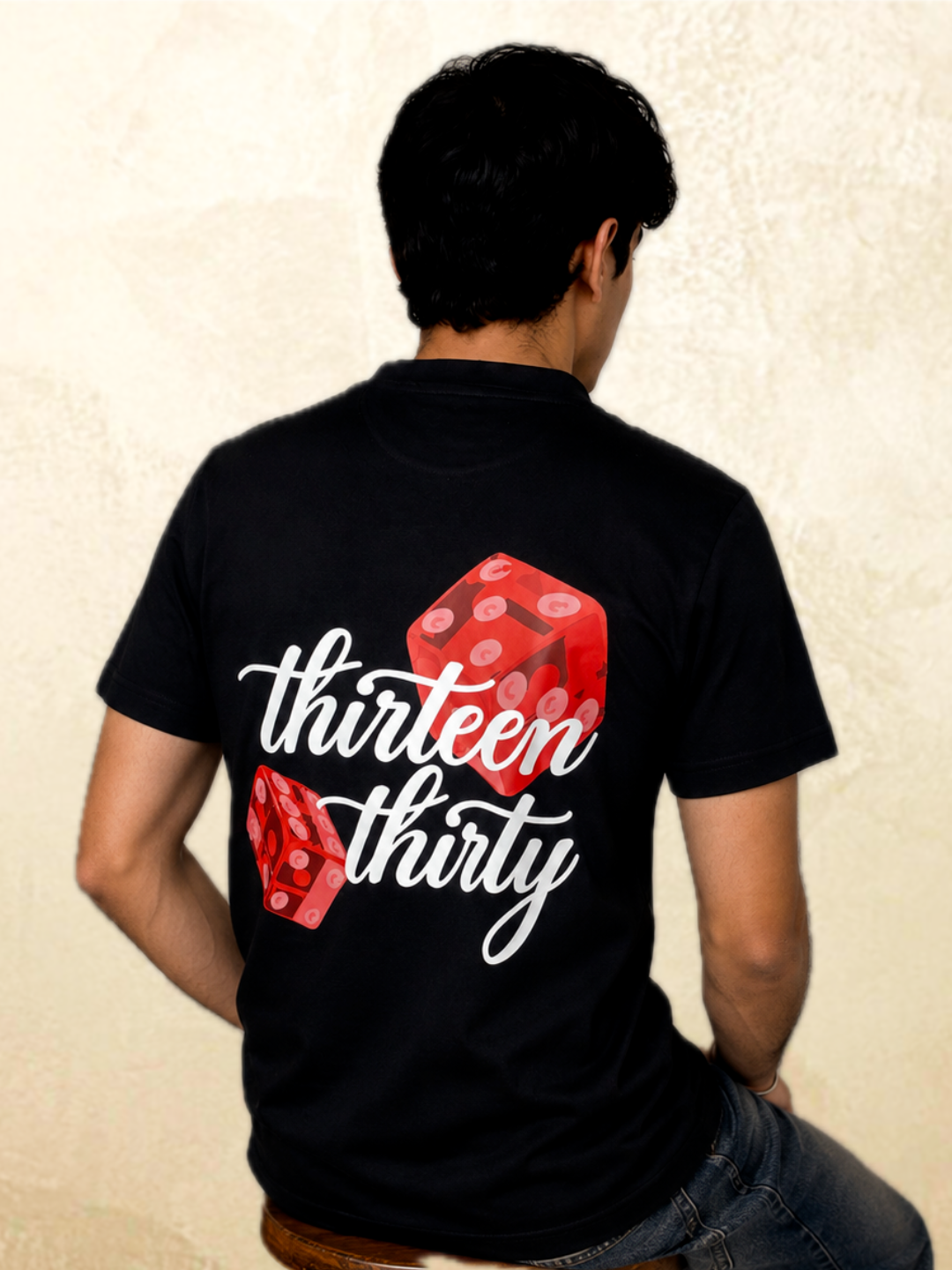 Black dice graphic t-shirt Roll Different by 13THIRTY Studios, 100% cotton, view 4