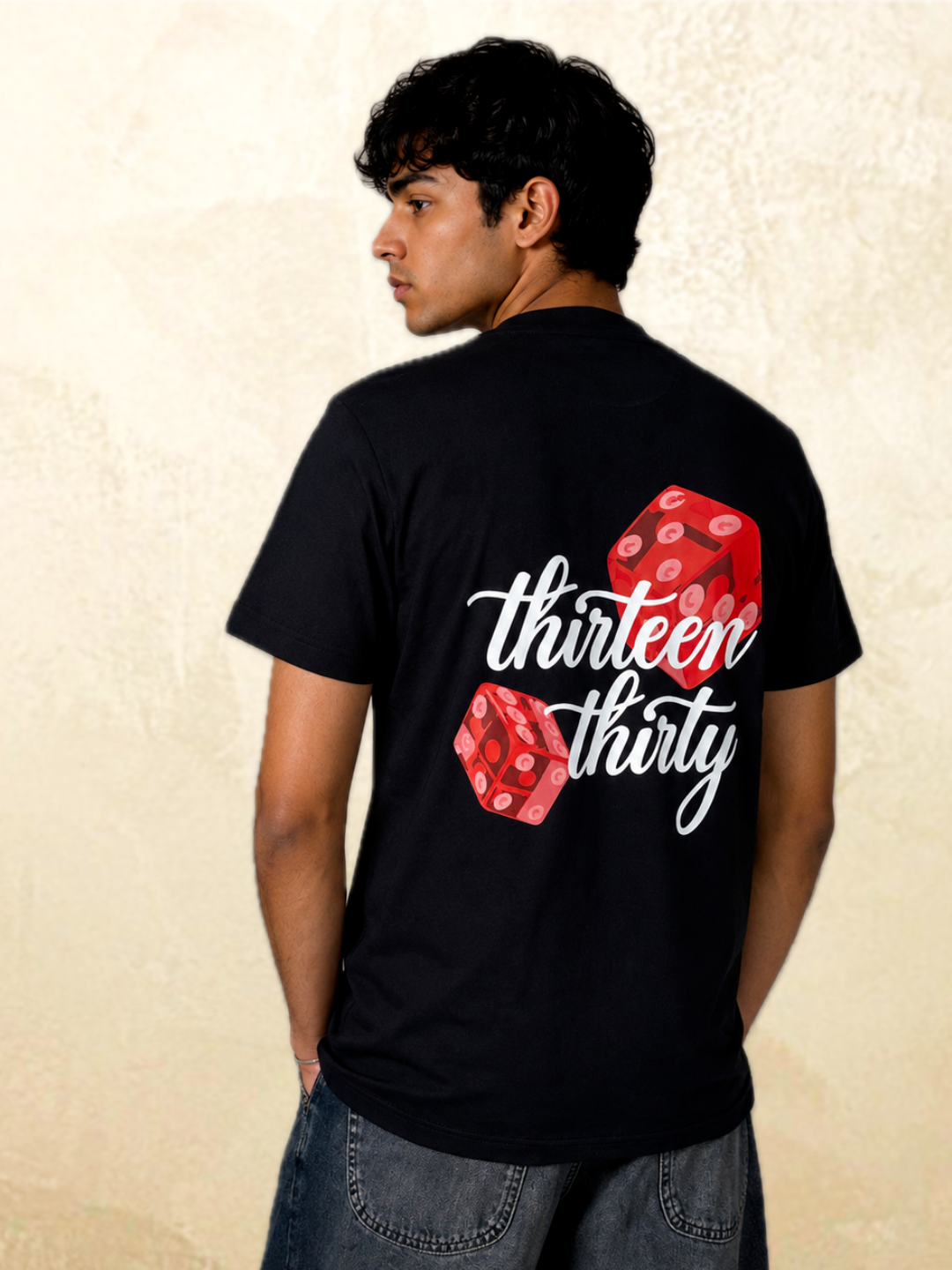 Black dice graphic t-shirt Roll Different by 13THIRTY Studios, 100% cotton, main view