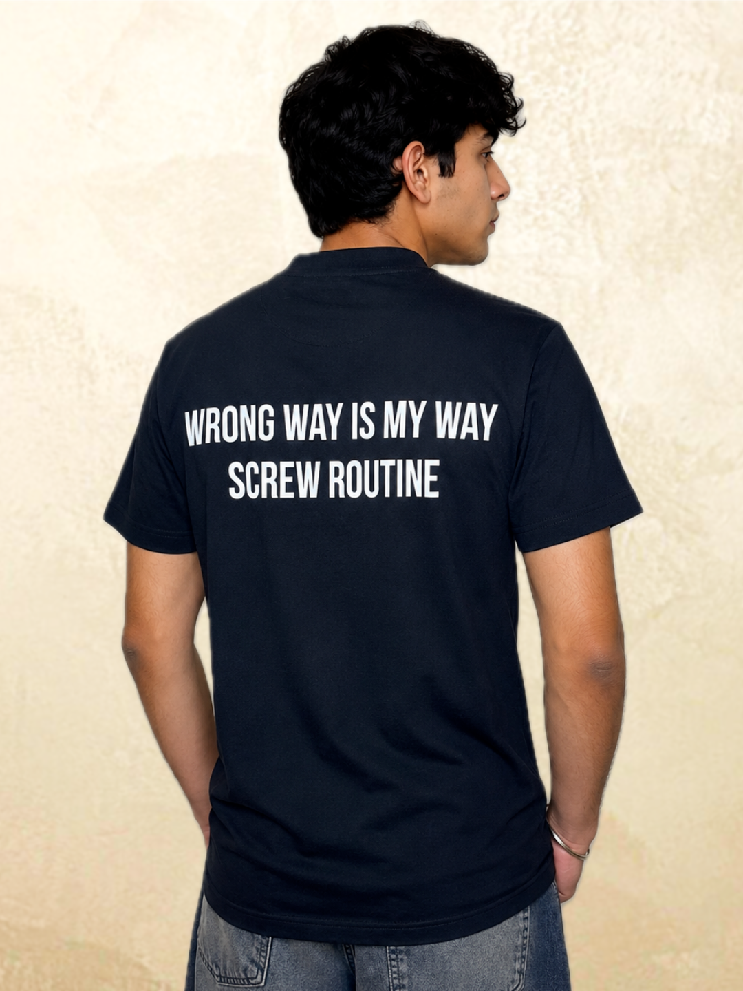 Black rabbit graphic t-shirt Wrong Way Is My Way by 13THIRTY Studios, 100% cotton, view 3