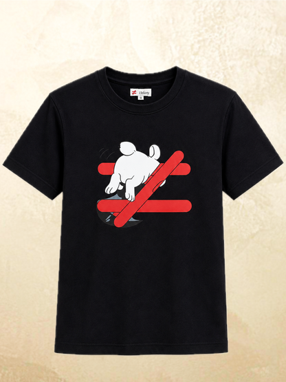 Black rabbit graphic t-shirt Wrong Way Is My Way by 13THIRTY Studios, 100% cotton, view 6