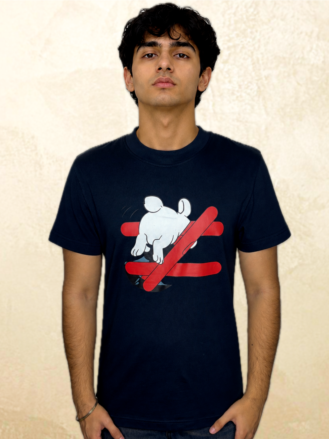 Black rabbit graphic t-shirt Wrong Way Is My Way by 13THIRTY Studios, 100% cotton, main view