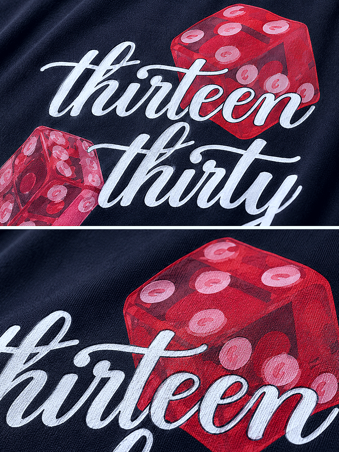 Navy dice graphic t-shirt Roll Different by 13THIRTY Studios, 100% cotton, view 4