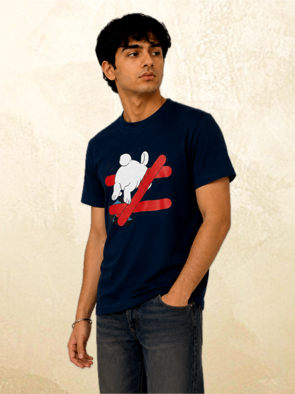 Navy rabbit graphic t-shirt Wrong Way Is My Way by 13THIRTY Studios, 100% cotton, view 2