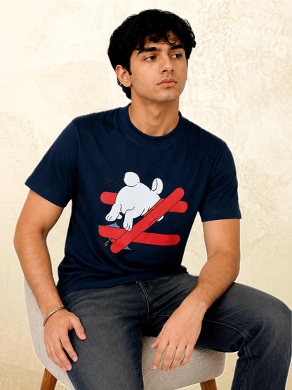 Navy rabbit graphic t-shirt Wrong Way Is My Way by 13THIRTY Studios, 100% cotton, view 4