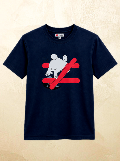Navy rabbit graphic t-shirt Wrong Way Is My Way by 13THIRTY Studios, 100% cotton, view 6