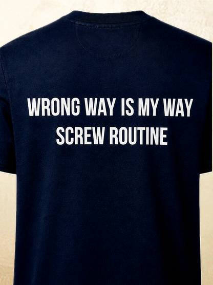 Navy rabbit graphic t-shirt Wrong Way Is My Way by 13THIRTY Studios, 100% cotton, view 7