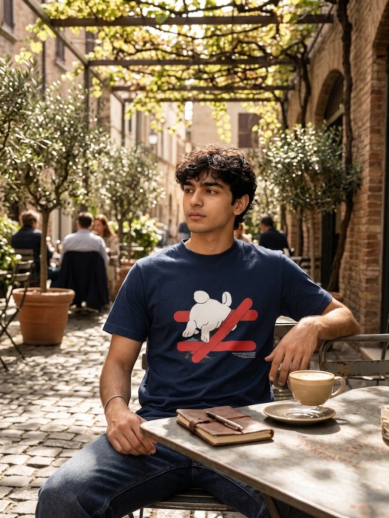 Navy rabbit graphic t-shirt Wrong Way Is My Way by 13THIRTY Studios, 100% cotton, view 8