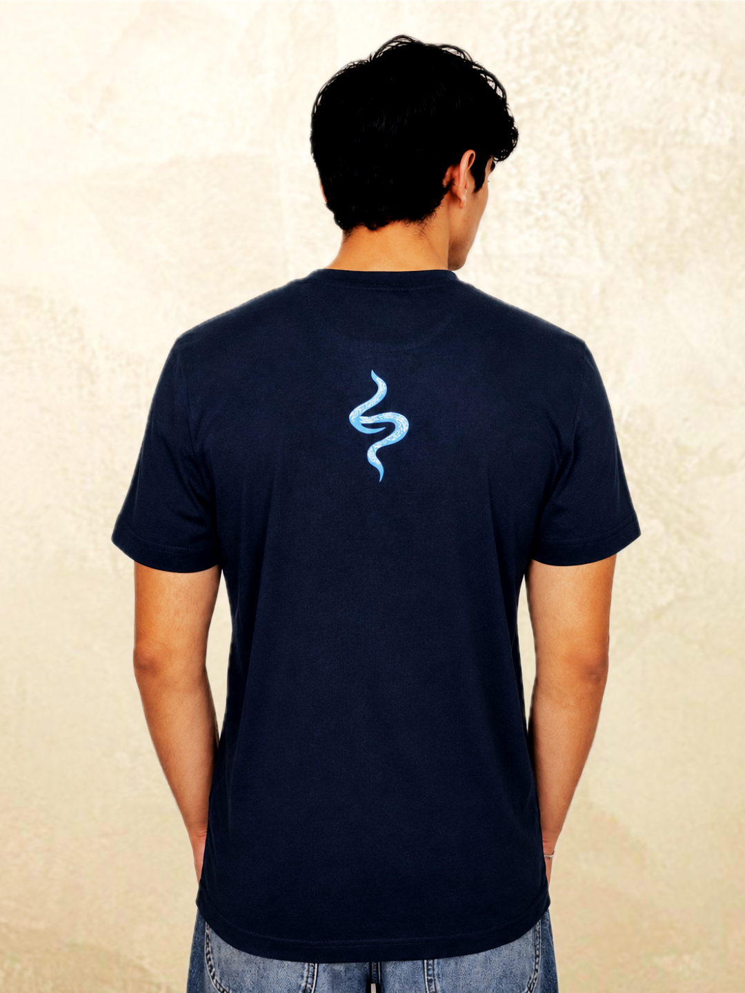 Navy snake graphic t-shirt The Unbothered by 13THIRTY Studios, 100% cotton, view 2