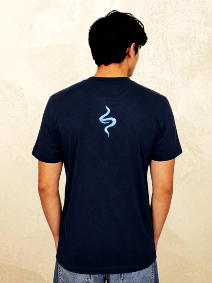 Navy snake graphic t-shirt The Unbothered by 13THIRTY Studios, 100% cotton, view 2
