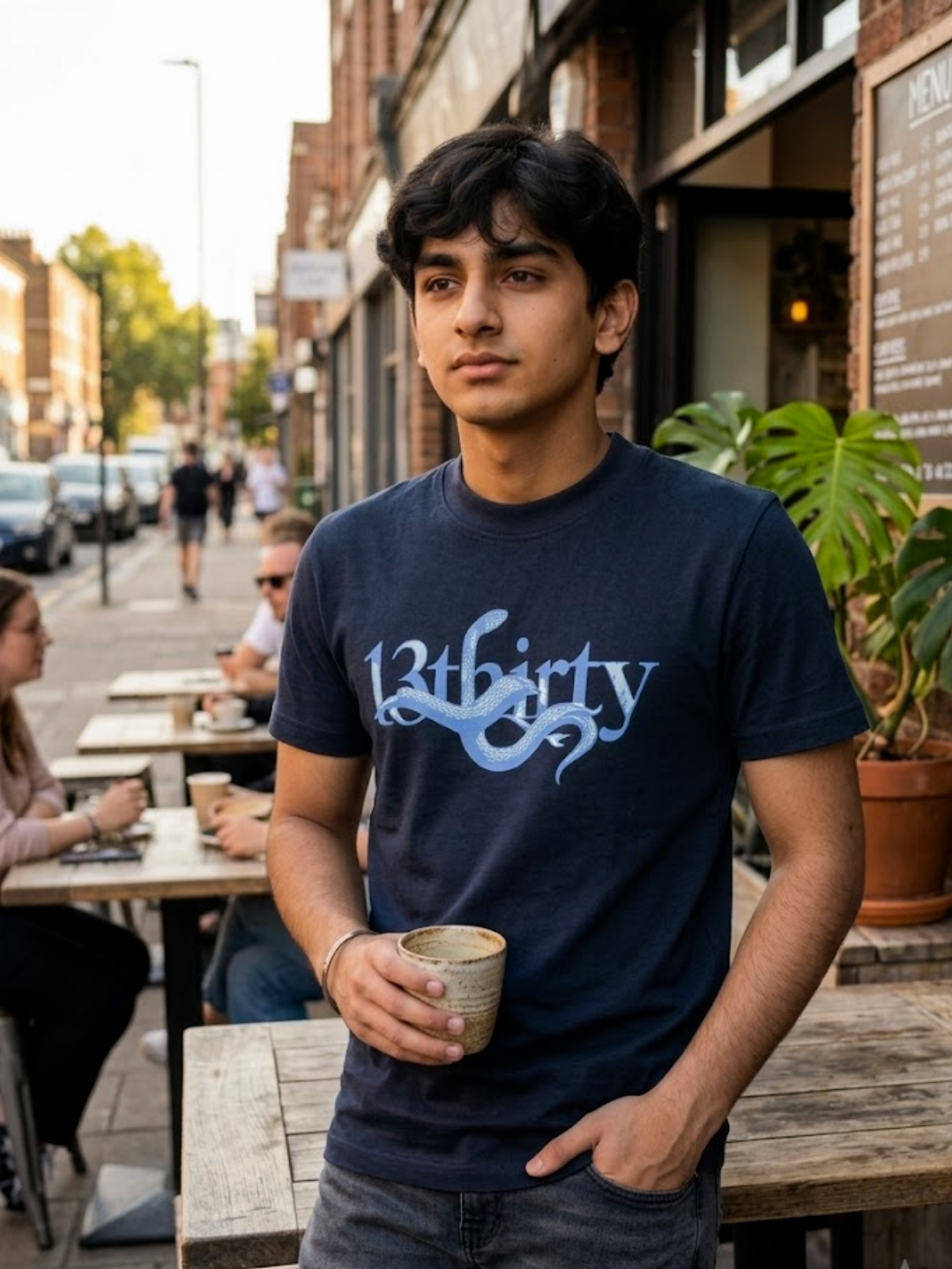 Navy snake graphic t-shirt The Unbothered by 13THIRTY Studios, 100% cotton, view 7
