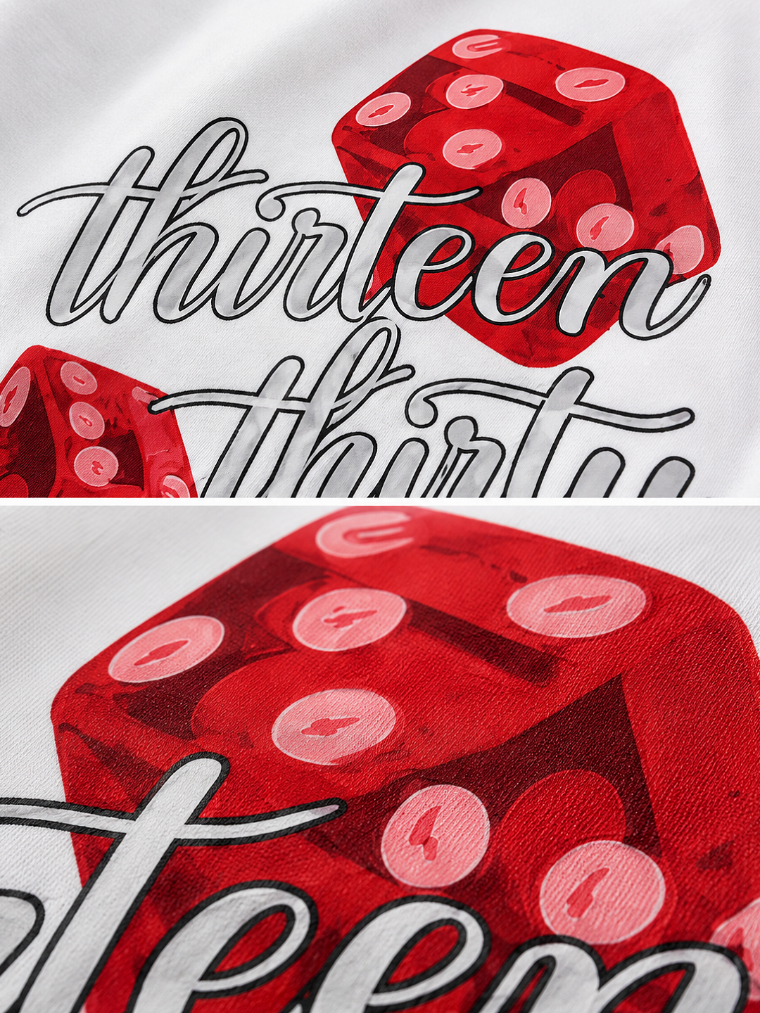 White dice graphic t-shirt Roll Different by 13THIRTY Studios, 100% cotton, view 5