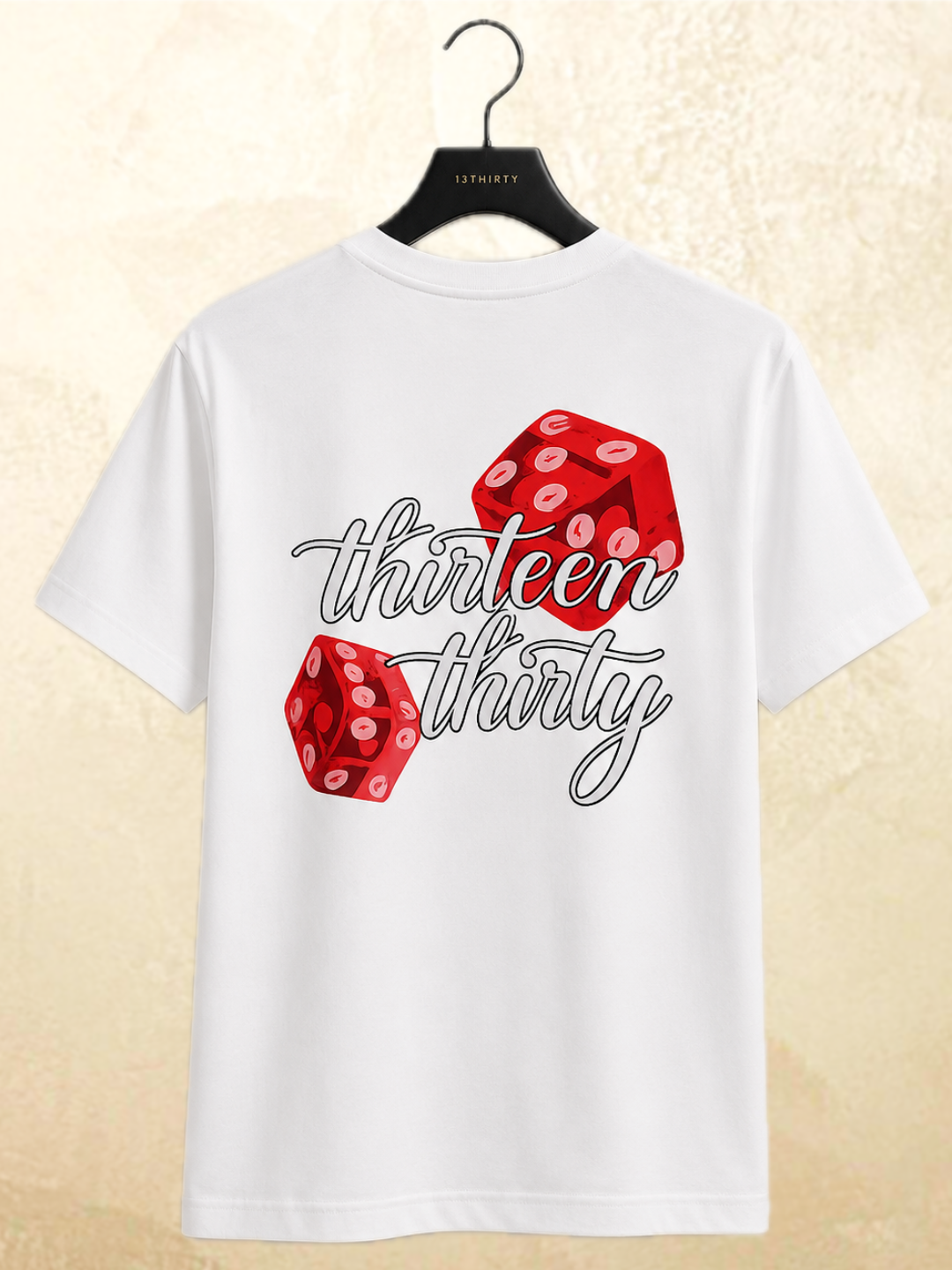 White dice graphic t-shirt Roll Different by 13THIRTY Studios, 100% cotton, view 8