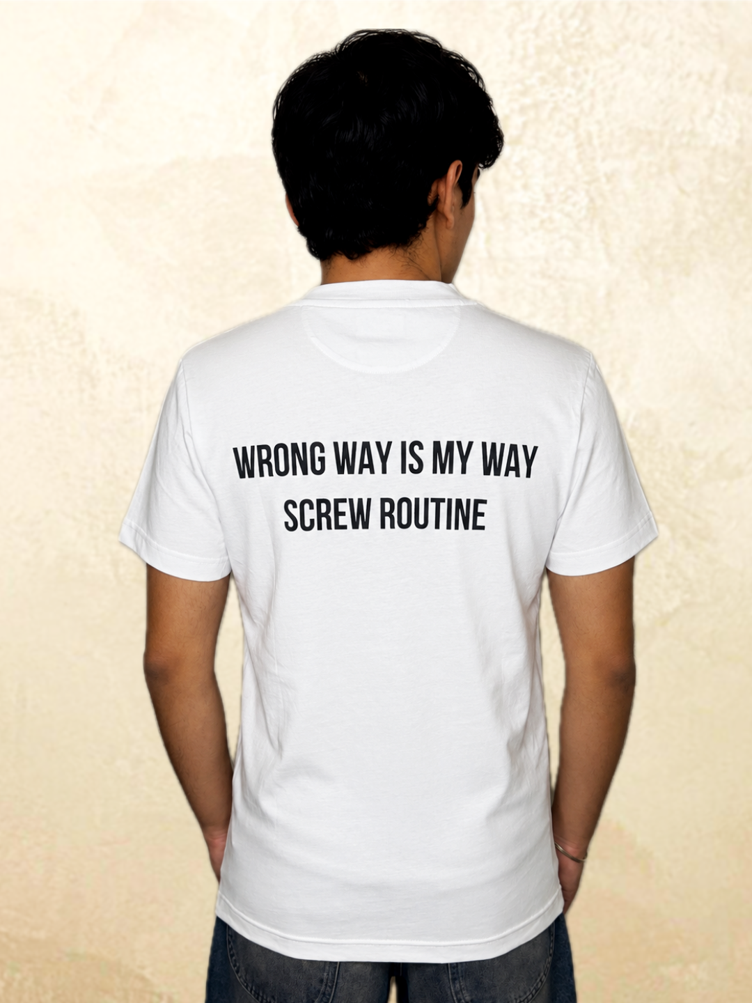 White rabbit graphic t-shirt Wrong Way Is My Way by 13THIRTY Studios, 100% cotton, view 2