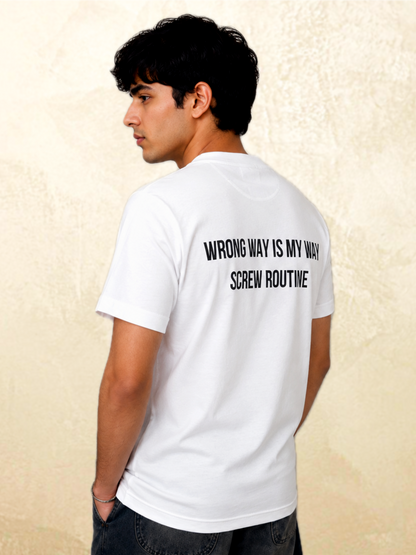White rabbit graphic t-shirt Wrong Way Is My Way by 13THIRTY Studios, 100% cotton, view 4