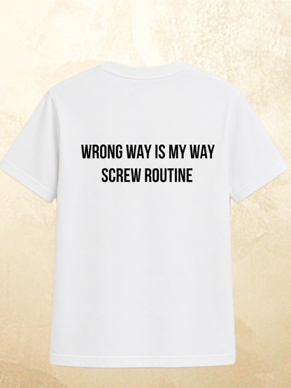 White rabbit graphic t-shirt Wrong Way Is My Way by 13THIRTY Studios, 100% cotton, view 7