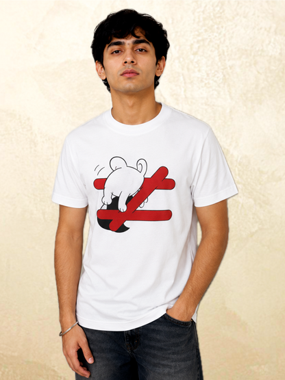 White rabbit graphic t-shirt Wrong Way Is My Way by 13THIRTY Studios, 100% cotton, main view