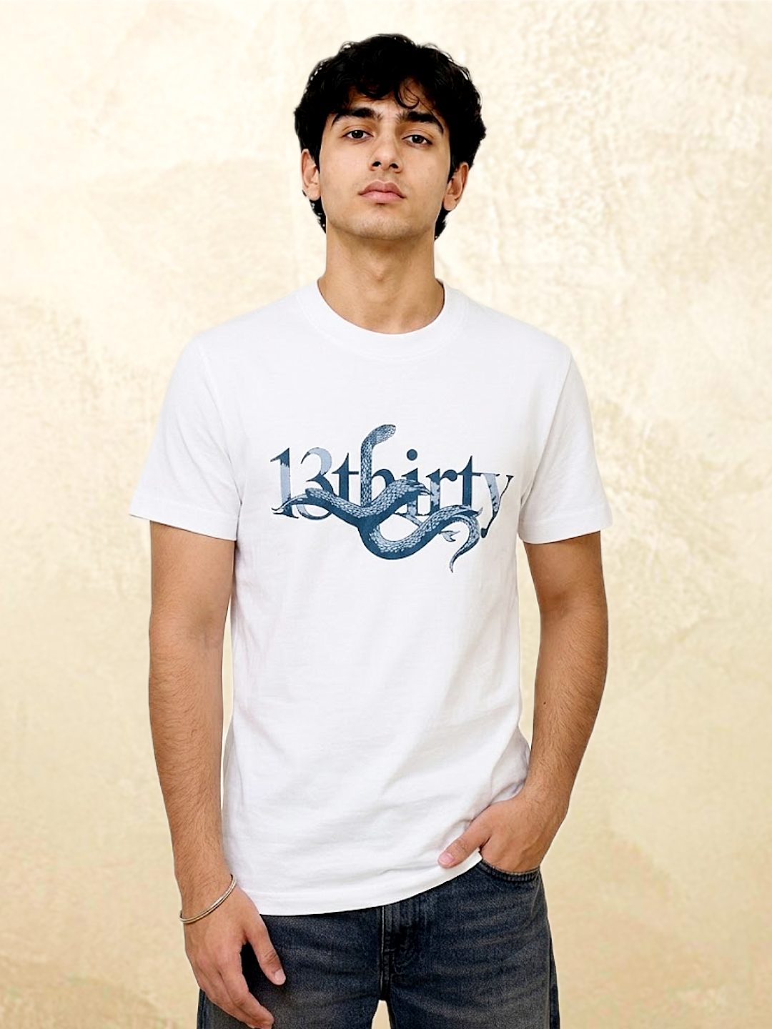 White snake graphic t-shirt The Unbothered by 13THIRTY Studios, 100% cotton, main view