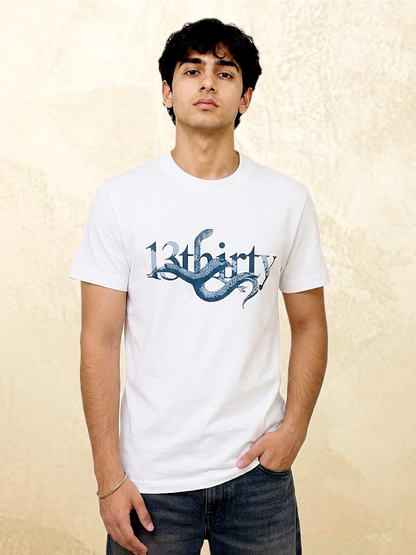 White snake graphic t-shirt The Unbothered by 13THIRTY Studios, 100% cotton, main view